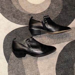 Rebecca Minkoff black leather silver studded booties size 9.5